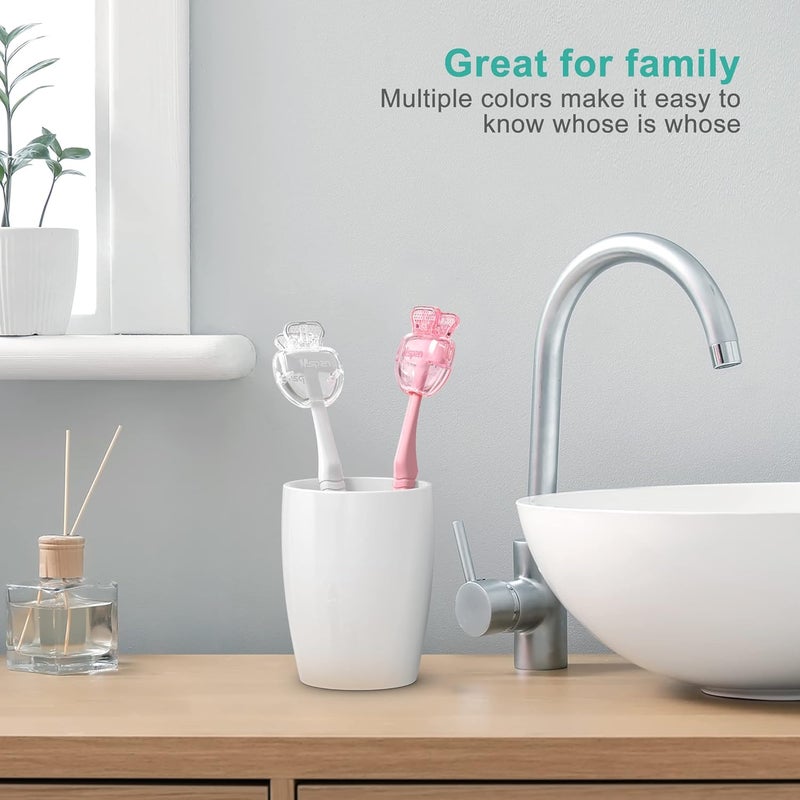 Mspan Tongue Scraper Cleaner Brush: Tongue Care Cleaning Scrubber with Plastic Travel Case Cover for Adults kids - Clean Oral Bad Breath Pink White 2 Pack - Image 5